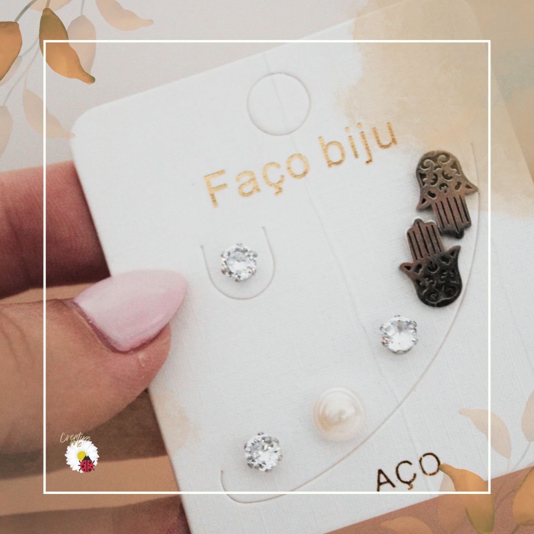 Conjunto de Brincos Prateados – Multi Furos