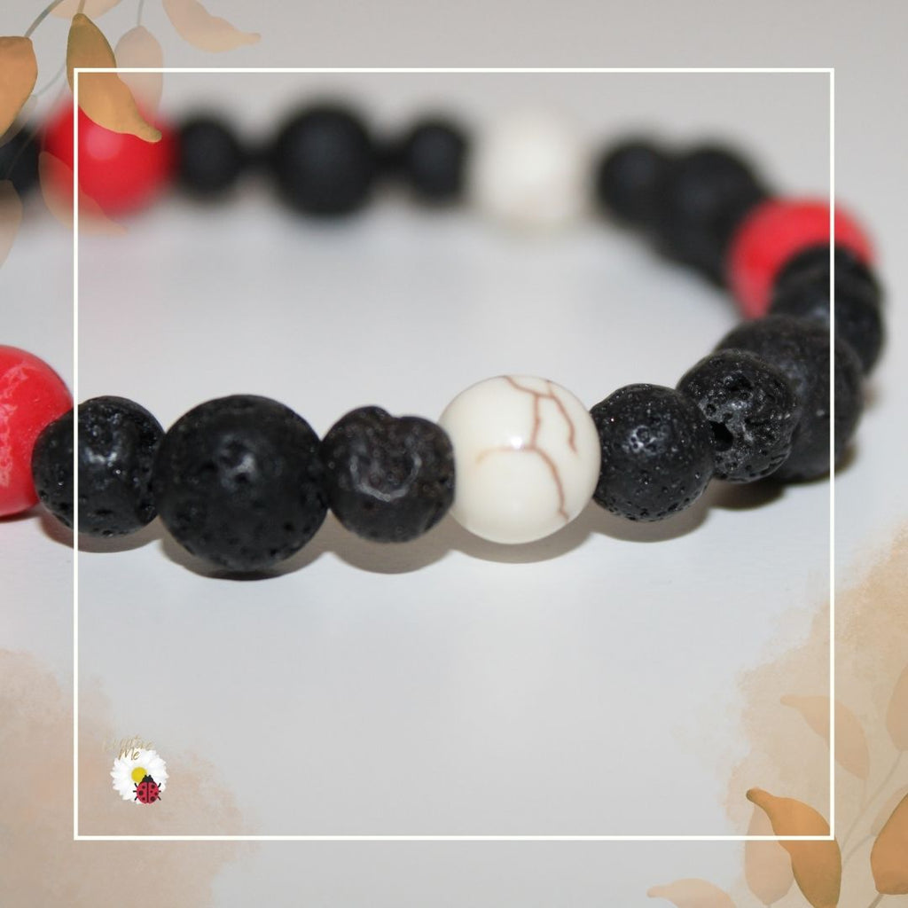 Pulseira Pedra Vulcânica e Coral e Howlita Branca, inspirada no Sr Zé Pelintra - Malandragem - "Advogado dos Pobres"