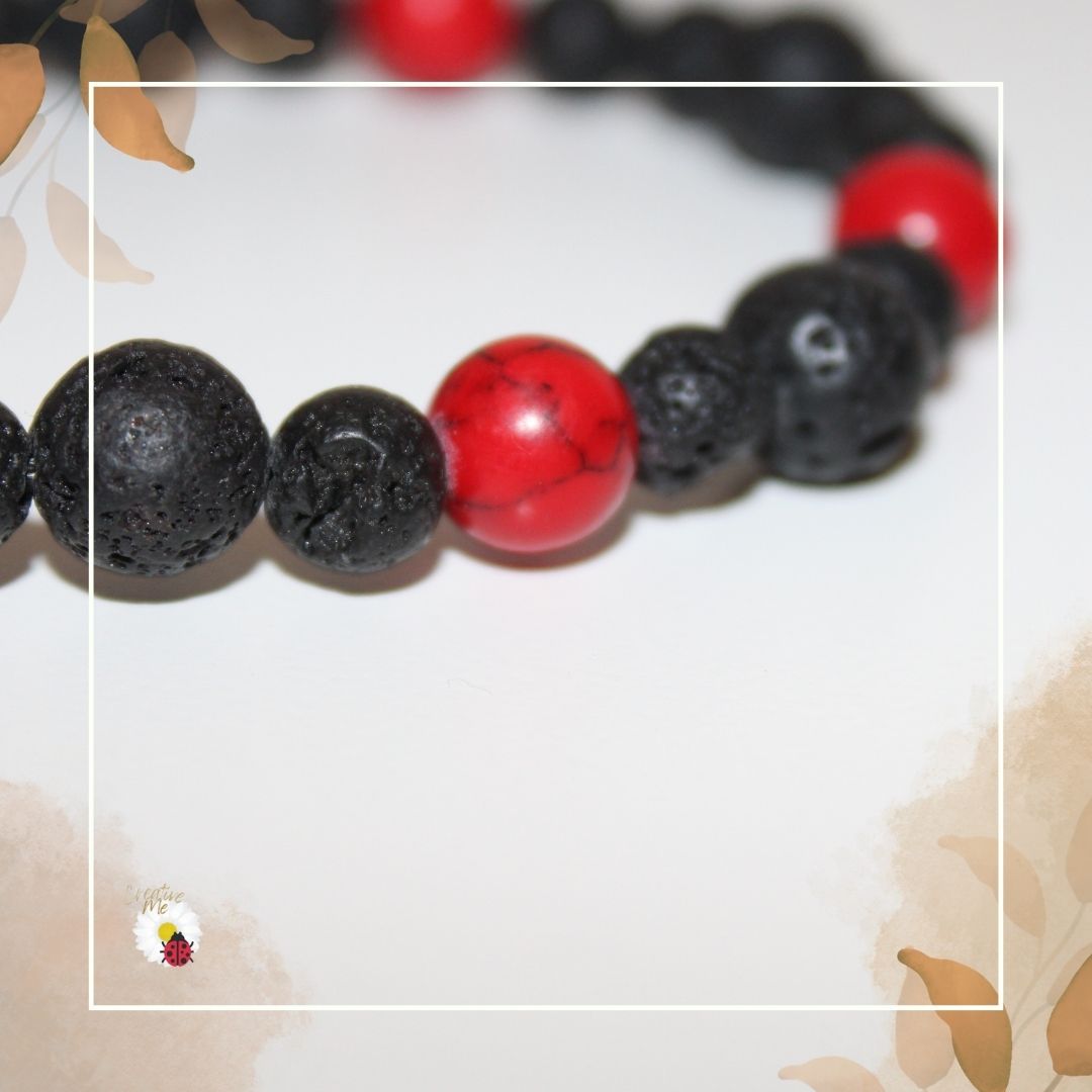 Pulseira Pedra Vulcânica e Coral, inspirada nas Pomba Giras e Exus - Os guardiões que abrem caminhos