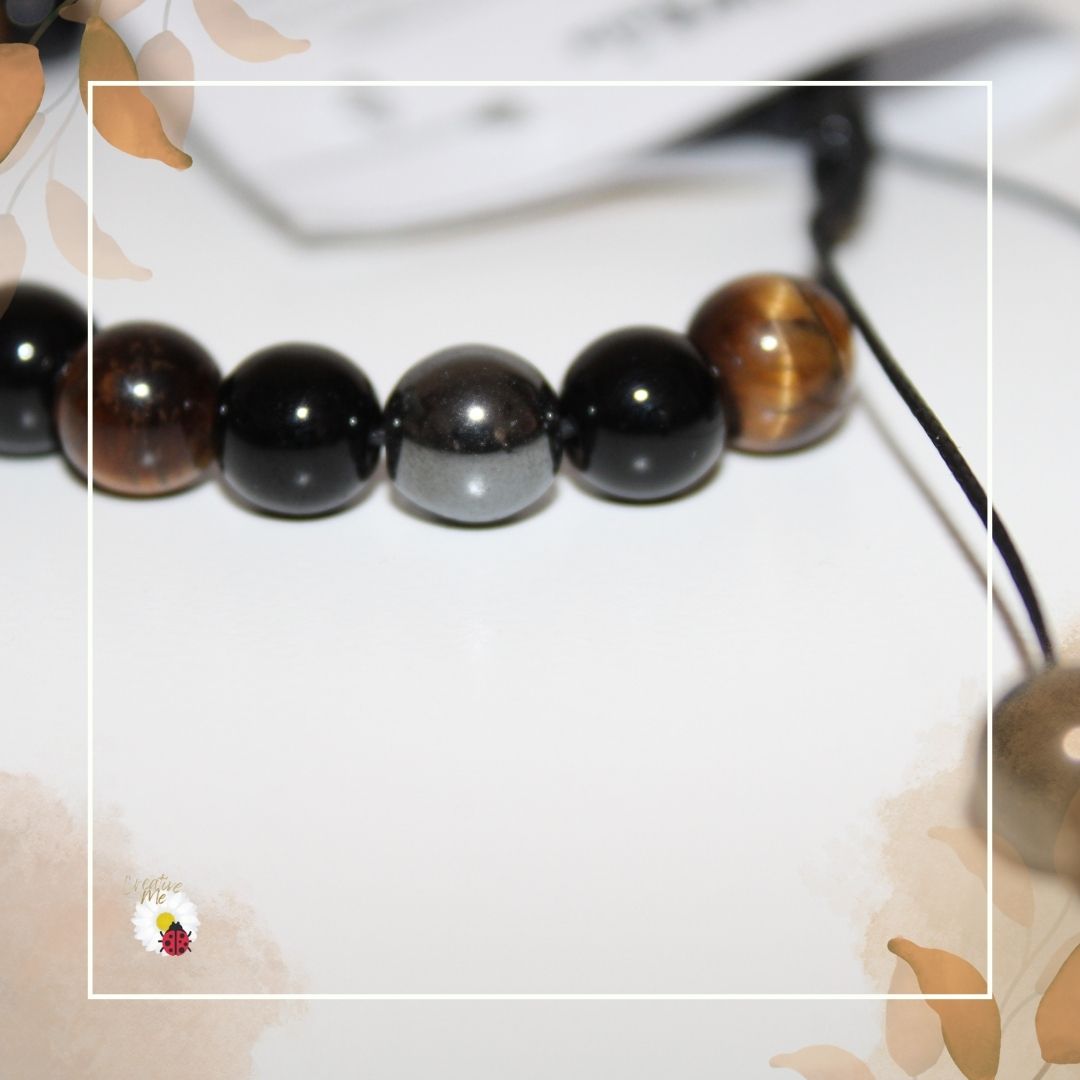 Pulseira Olho de Tigre + Hematite + Onix