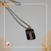 Colar Masculino em Aço com Pingente Preto e Prateado