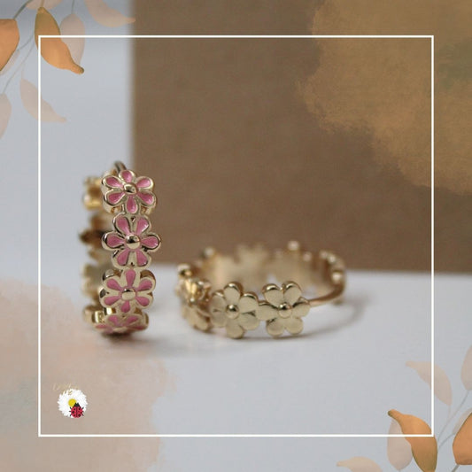Argolas Flor Rosa