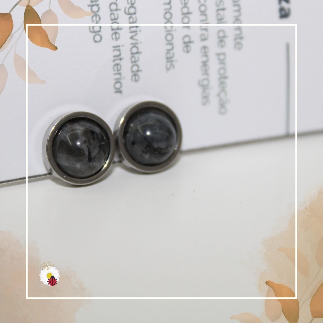 Brincos de Obsidiana Cinza