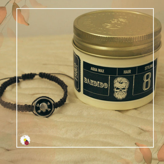 ⚖️ Linha Him & Her - Pulseira Caveira + Cera de Cabelo