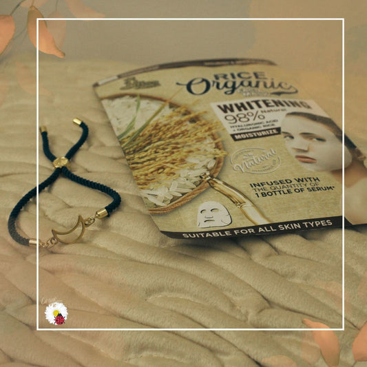 ⚖️ Linha Him & Her - Pulseira Lua Azul + Máscara Facial de Arroz 98% Natural