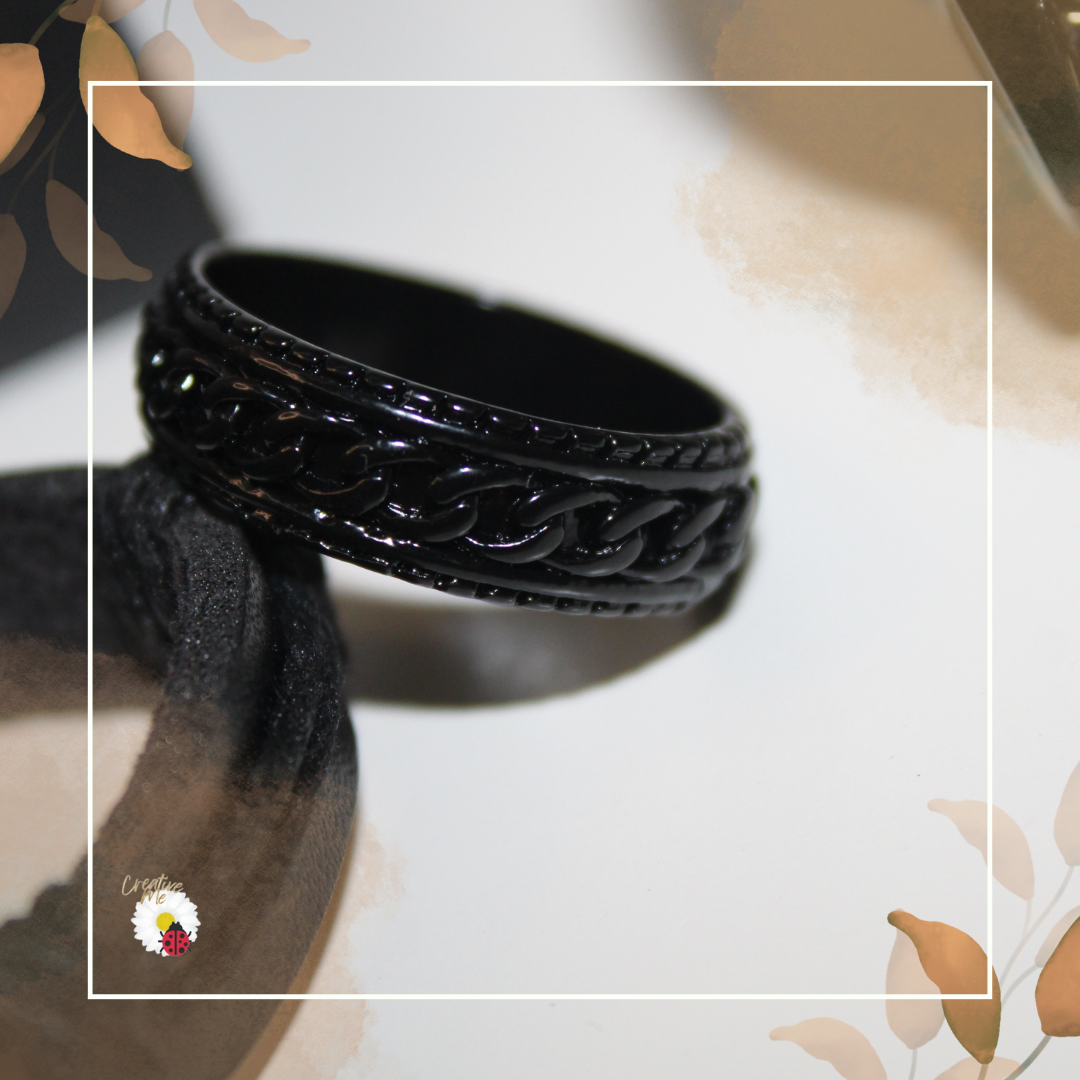 Conjunto Masculino Preto – Relógio, Anel e Pulseira